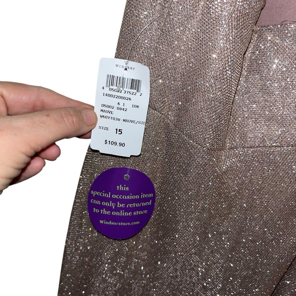 Windsor Miranda Rose Gold Glitter Maxi Formal Gown dress NWT new Size 15 - Picture 11 of 11